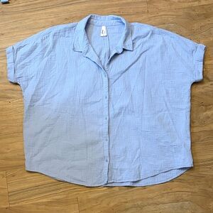 Pact M/L 100% Organic Cotton Light Blue Button Up Shirt
